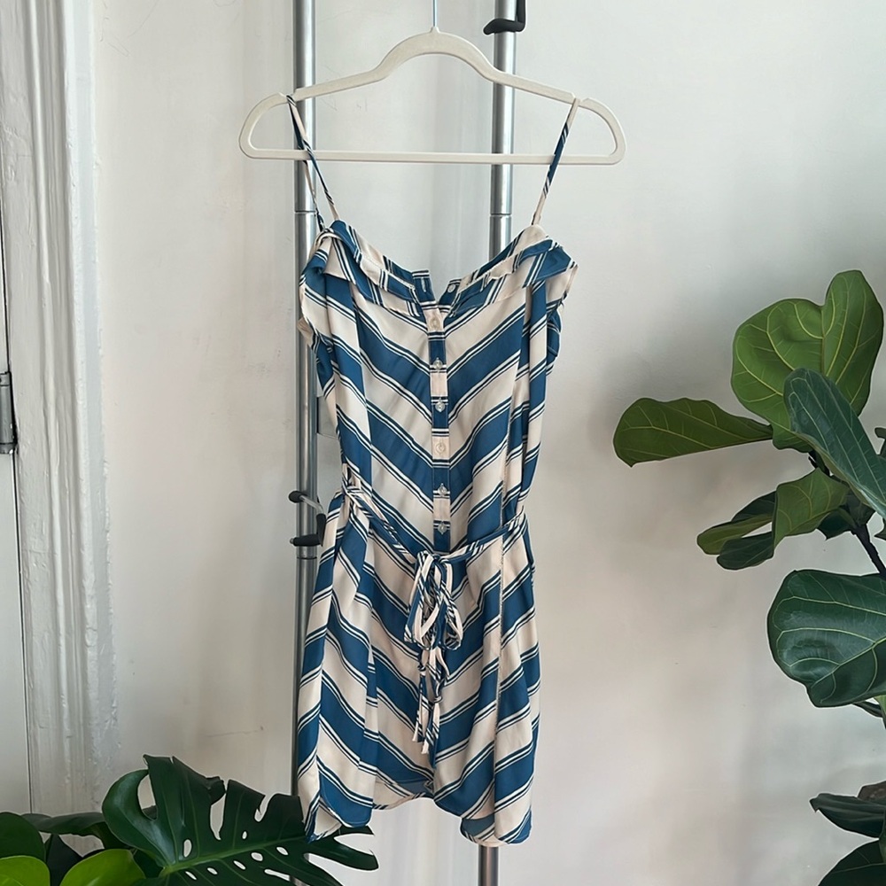 Urban outfitters kimchi blue lace detailed striped button up beach dress size s
